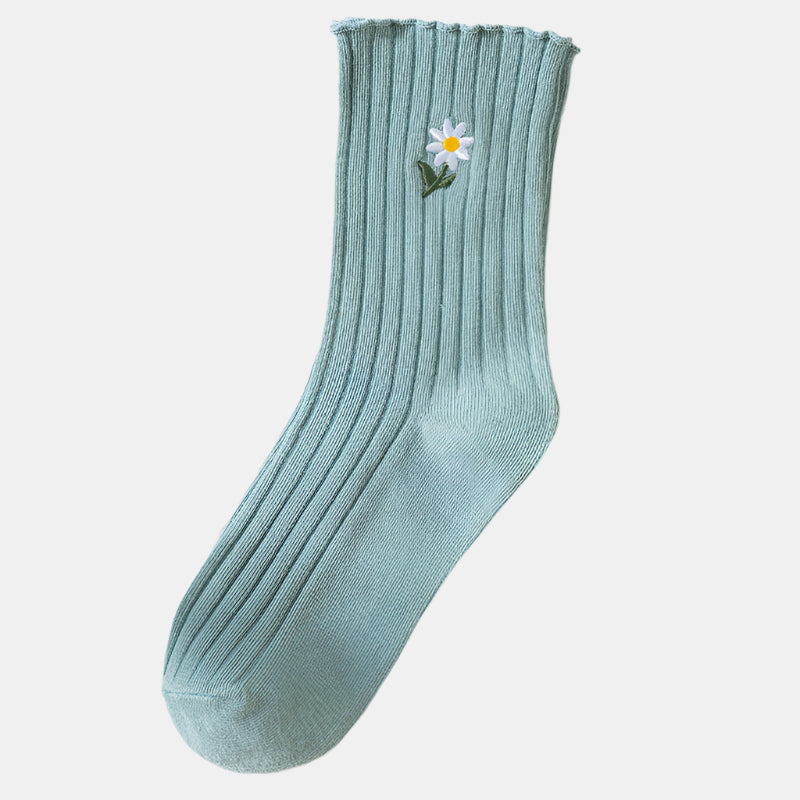Japanese Cute Cotton Daisy Lace Pile Socks