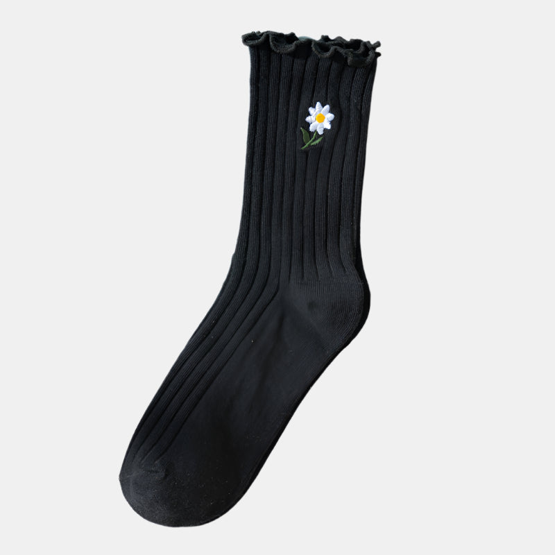 Japanese Cute Cotton Daisy Lace Pile Socks