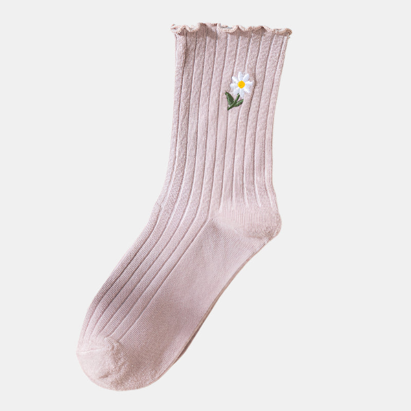 Japanese Cute Cotton Daisy Lace Pile Socks