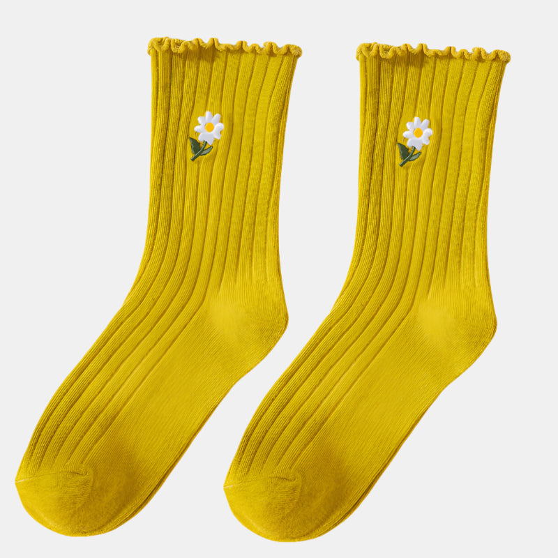 Japanese Cute Cotton Daisy Lace Pile Socks