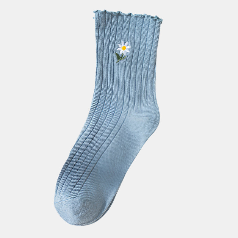 Japanese Cute Cotton Daisy Lace Pile Socks