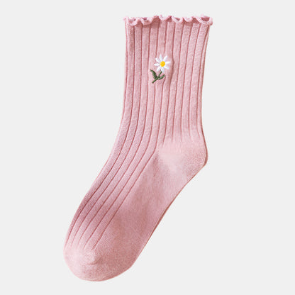 Japanese Cute Cotton Daisy Lace Pile Socks